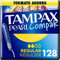 Tampax Tampones Pearl Compak Regular Con Aplicador Suave, Pack de 128, 3 en 1 Protección Antifugas, Comodidad Y Fácil Inserción