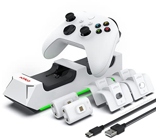 Nyko Charging Station for Xbox Series XS & Charge Base for 2 Controllers w/LED Indicators and Extra USB Port -Controller Charge Stand w/Rechargeable Batteries - Accessories