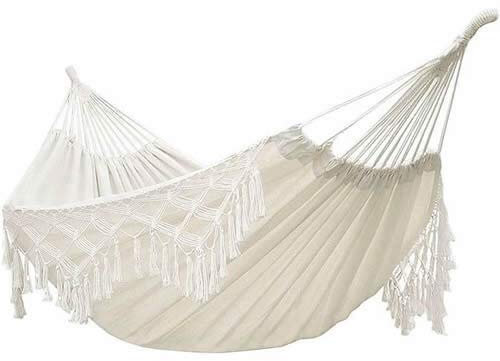 LIANYG Hängematte Double Hängematte Prolongation Prevention Camping Leinwand Stoff Hängematte Hängen Schwingen Bett for Patio Reisen Wandern 661 (Color : 01)
