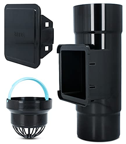 BRYZA® Fallrohrfilter Ø DN 110 mm Graphit Reinigungsrohr mit Sieb | Regenrohfilter Mit Laubfang