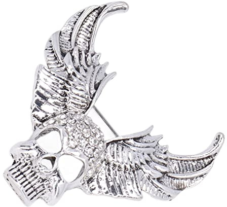 Bohrer Totenkopf Brosche, Persönlichkeit Kristall Totenkopf Brosche für Anzug für Mantel(Antikes Silber)