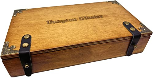 World of Dice - Würfeltruhe aus Holz Dungeon Master - für bis zu 150 Pen & Paper Würfel, mit Würfelteller, ideal für Dungeons and Dragons (D&D) (XXL-Rechteckig)