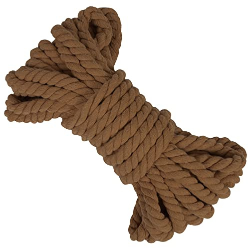 LEREATI Makramee Garn 8mm x 10m Baumwollseil Dicke Baumwollkordel Baumwollgarn, Macrame Cord Geflochten für DIY Handwerk, Basteln, Makramee Wandbehang, Vorhang, Hängepflanze (Braun)