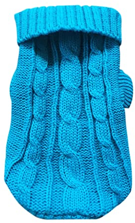 SHUIZONG Hundekleidung Haustier Hund Pullover Winter Kleine Hund Haustier Kleidung Warme Pullover Mantel Katze Kleidung-Lake Blue,Xs