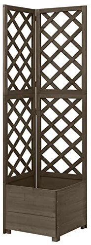 Keketa traliccio angolare con fioriera per piante rampicanti, aiuola rialzata con traliccio, fioriera per giardino, balcone, traliccio da giardino, traliccio, 40 x 40 x 150 cm, in legno massiccio,