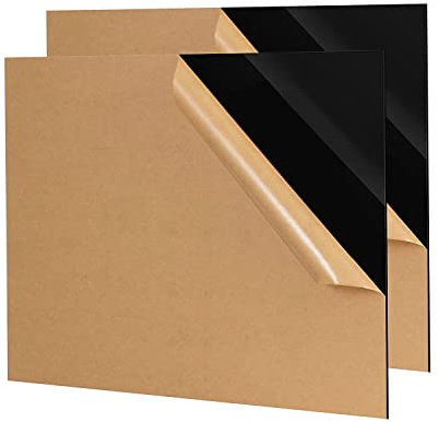 YIWONFU 2mm Thick Black Acrylic Sheets A4 (297mm x 210mm), 2Pcs Sturdy Dirt/Corrosion-Resistant Plastic Panels for Painting, Picture Frame, Printing