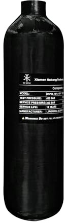 TUXING Carbon Fiber Air Tank 1.1L 67Cu 300Bar,PCP HPA Gasflasche,Scuba Tank Tauchflasche für PCP Luftgewehre Gewinde M18*1.5