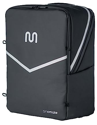 onemate - 2in1 Fahrradtasche schwarz für Gepäckträger wasserdicht & reflektierend - Unisex Gepäckträgertasche 19L mit verstaubarem Tragesystem - Fahrradtasche Rucksack mit 16 Laptopfach (Jet Black)