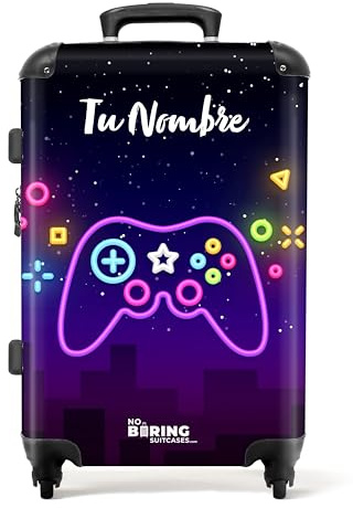 NoBoringSuitcases.com® Koffer personalisiert, Reisekoffer Kinder, 67x43x25cm - Koffer Kinder, Kinderreisekoffer - Hartschalenkoffer - Gaming-Controller - Mittelgroß mit Rollen - Koffer mit Namen