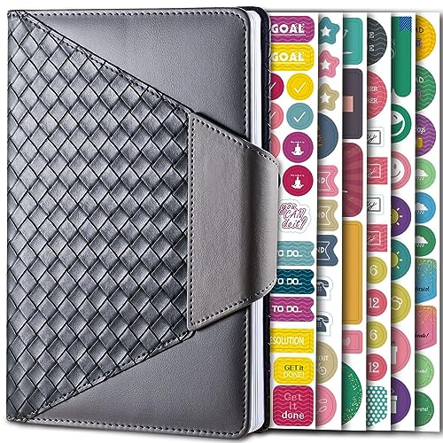 Lehrer Planer, Lehrerkalender Hardcover Lehrerplaner A5 Lehrerkalender Grundschule Schulplaner Lehrer Schuljahresplaner Lehrer mit Stickern, für Planung von Unterricht und Schuljahr, 15x21cm (Grau)