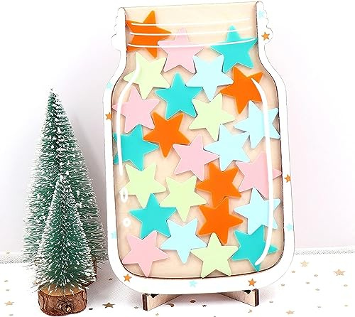 Star Reward Jars Magnetisch Motivierend Personalisiert Sterne Belohnungsglas für Jungen Mädchen Kindergarten Grundschule Routine Trainingsgeschenke Belohnungstafel Dekoration (C)