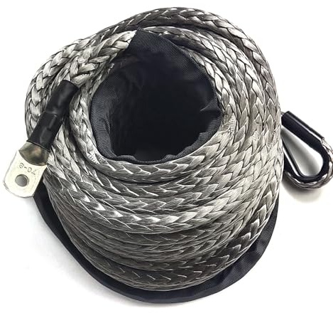 10 mm x 30 m, 23809 lbs, cuerda de plástico, cuerda para cabrestante forestal, cuerda sintética para carretilla de 4 WD, color gris