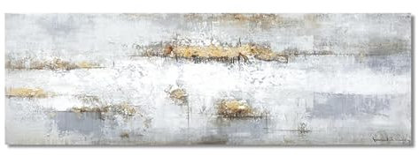 Goldene abstrakte Kunstmalerei, graues Ölgemälde, Poster und Drucke, Wandkunst, Leinwandbilder für Wohnzimmer, Heimdekoration, 35 x 105 cm, ohne Rahmen