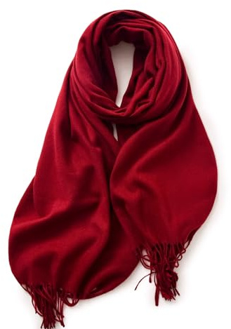 KARMA.DIEM XXL Halsduk för Dam och Herr - Mjuk Känsla av Kashmir och Merinoull - Stor Pashmina 180x65cm för Vintern - Elegant Sjal för Bröllop och Fest - Mjuk, Varm och Lätt (vinrött)
