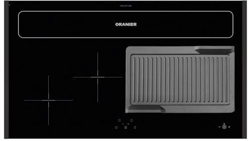 Oranier FlexX-Induktion KXI 1092 - Induktionskochfeld 90 cm mit Abluft-Umluft Kochfeldabzug & gerillte Grillplatte & schwarze Seitenleisten