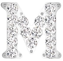 Paula & Fritz® Push-In Aufsatz Silber Buchstaben Zirkonia Titan-ium Grade 23 Piercing Ohr-Stecker Labret Stud Nipple Straight Barbell Nase Alphabet