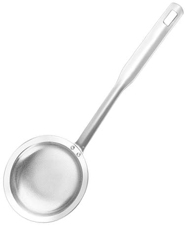 Stainless Steel Skimmer Spoon,Premium Quality Strainer for Removing Foam and Debris from Broths,Soups, and Sauces (L)