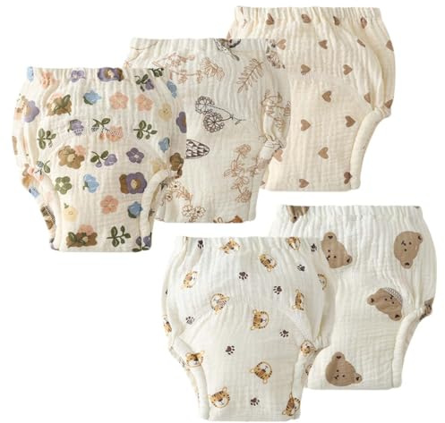 ACMEDE Culotte Apprentissage propreté Fille Garcon，Lot de 5 Coton rembourrées pour bébé propreté Enfant Doux Lavable, 6 Mois-3 Ans