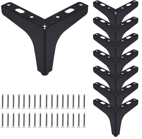 Toolzia 8Pcs Metal Triangle Furniture Legs 10cm/4 Inch，Modern Black Sofa Legs DIY Replacement for Cabinet Cupboard Sofa Couch Chair Ottoman