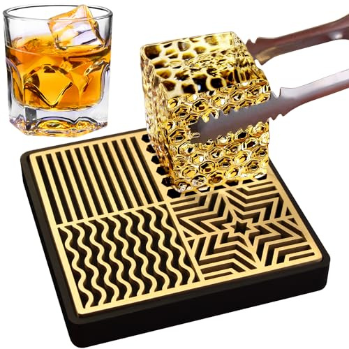 Eiswürfelform für Cocktails und Whiskey, Messing-Eiswürfel-Imprinter für klare Eiswürfel, Eispresse, moderne Eisformen, Stempel, B-Stil