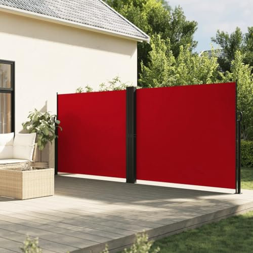 Keyroto Store latéral pour balcon, marquise latérale, brise-vent, terrasse, store latéral extensible pour terrasse, rouge 160 x 1000 cm