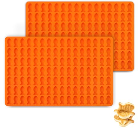 2uds Moldes de Silicona para Mini Peces, 112 Cavidades con Forma de Pez Dorado Pequeño Molde para Golosinas para Perros Antiadherente Molde para Galletas para Hornear Dulces Chocolate