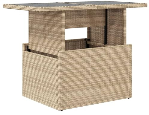 vidaXL Table de Jardin Dessus en Verre Beige 100x55x73 cm Poly rotin