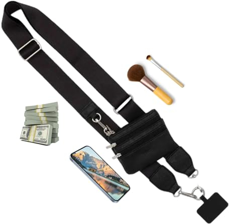Clip-and-Go-Handygurt, handykette mit tasche, telefongurt mit reißverschlusstasche, Handy-Halshalter, Handykette zum umhängen, Geldbörse, Ausweishalter, für unterwegs
