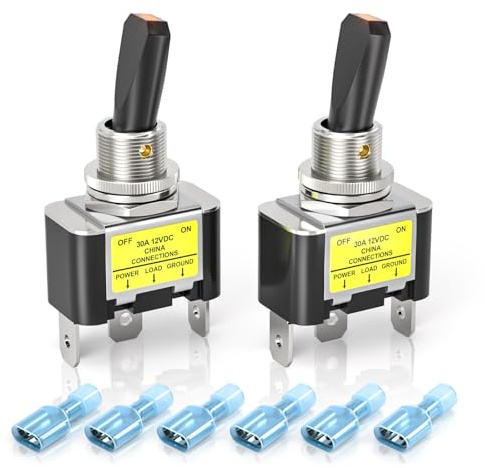 Innfeeltech 2 interrupteurs à bascule de lumière de bascule, 12V 30A SPST 3 bornes interrupteur à bascule de 2 positions on/off lumière rouge