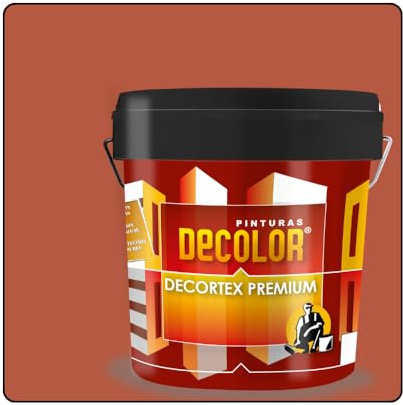 PINTURAS DECOLOR DECORTEX LISO PREMIUM - Pintura revestimiento impermeabilizante para fachadas. (4 litros). Marrón ROJIZO