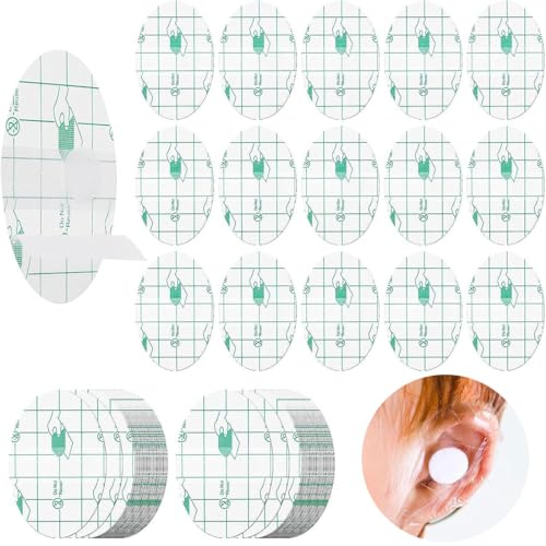 KOLZEMV 60 Pcs Wasserdichter Ohrenschutz Aufkleber, Baby wasserdichter Ohrstöpsel, Ohrenschutz Soft Einweg Atmungsaktive Ohrabdeckungen Patch für Dusche und Schwimmen schützt Innenohr,4.4x6.8cm