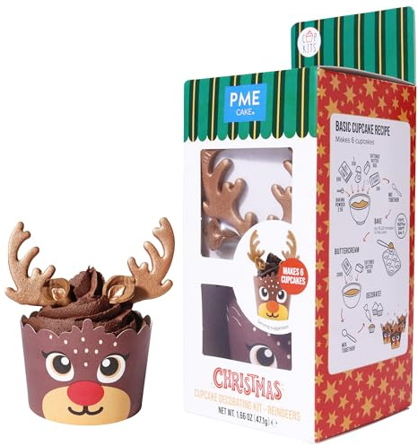 PME Noël Kit de Décoration de Cupcakes - Rennes (Set de 6)