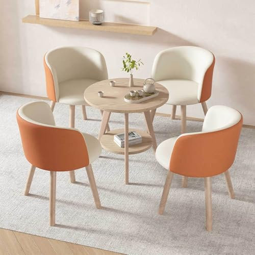 JHDXL Runder Rezeption Tisch und Stuhl Kombination mit 4 Stühlen Set, Meetings Kleine Verhandlungstisch Tische, Besprechungstisch für Wohnzimmer Lounge Café