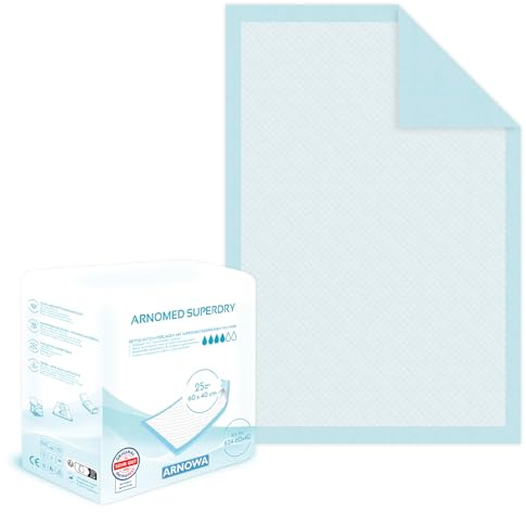 100x ARNOMED Inkontinenzunterlage Einweg, saugfähige Krankenunterlagen 60x40cm, Baby Wickelunterlage Einweg, 5-lagige Zellstoff Unterlagen Bett bei Inkontinenz, Betteinlagen Einweg, Wickelunterlage