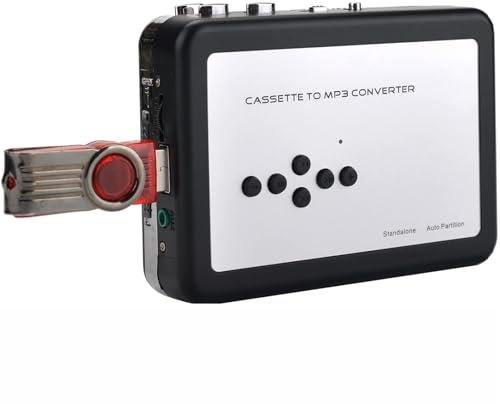 YZHYYDS Lettore di cassette, lettore di cassette portatile, convertitore da audio a digitale con cuffie e funzione di riproduzione, convertire cassette in convertitore MP3, due metodi di alimentazione