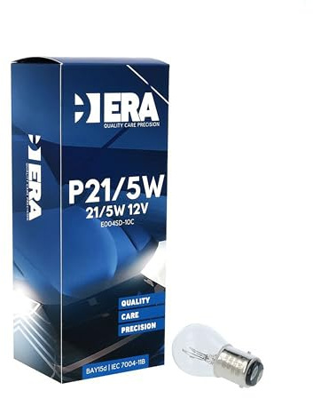 ERA Energía Renovable de América Set 10 Pezzi Lampadine Alogene P21/5W 12V 21/5W BA15d – Attacco Auto Standard – Doppio Filamento per Posizione e Stop