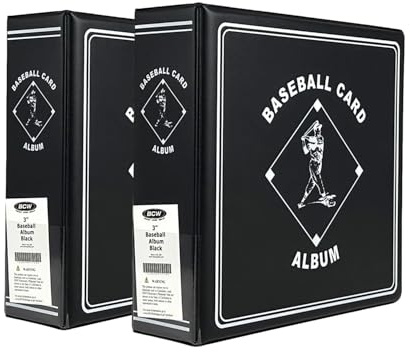 BCW Supplies 3 Baseball Album - Black | Durable Binder for 90 Baseball Cards | Ideal for Collectors, Storage, and Card Protection - 2 Pack