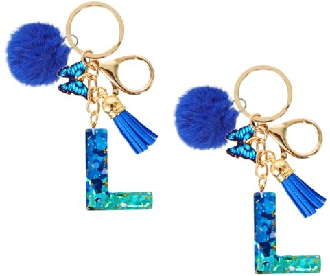 EOAMGO 2er Set Glitzer Buchstaben Schlüsselanhänger – Acryl Initialen A/S mit Strass – Taschenanhänger für Mädchen & Frauen – Geschenkidee mit Rosa & Weiß Kombination (L)