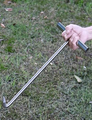 Stainless Steel Heavy Duty Manhole Lid Lifter Lift Storm Drain Grate Hook Tool with T Handle Puller for Moving manhole covers sewer covers(20cm/8in)