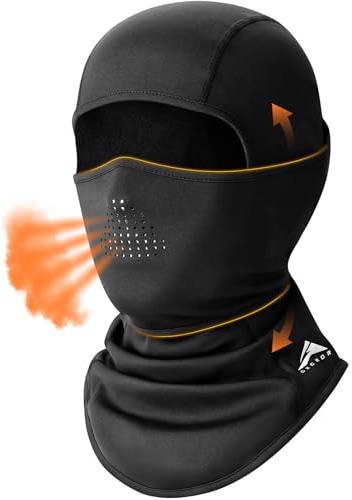 GXCROR Pasamontañas de invierno, pasamontañas de esquí, resistente al viento y cálido, máscara integral para esquí, moto, pesca, carreras y actividades al aire libre, Negro , Talla única