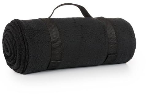 Wanapix | Manta de Viaje Personalizada | Manta 130x160 cm | Color Negro | Suave, Lavable a máquina | Incluye Asa de Transporte | Acabado Remallado | 200 gr/m2
