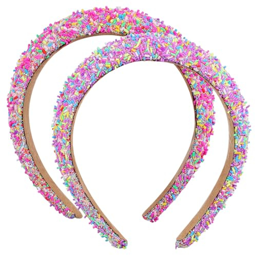 DECORNIJIA 2 Pièces Bandeau Large Rembourré Pailleté et Filles Tête Antidérapant Éponge Douce Accessoire Cheveux pour Événements Festifs