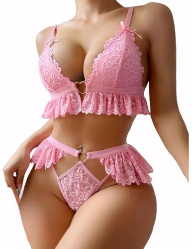 VicSec Süße Spitzen-Dessous-Sets (rosa, L-XL)