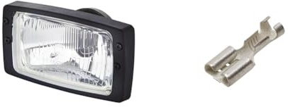 Hella 1AB 006 213-001 Halogen-Hauptscheinwerfer - Modul 6213 - rechts/links - für u.a. Claas/Fendt + 8KW 701 235-033 Leitungsverbinder - silber - 1.5mm² - 2.5mm² - 6,3 x 0,8