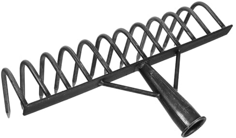 POPETPOP Tête de Râteau Agricole en Acier Carbone Renforcé 12 Dents Grandes Courbures Râteau Multifonction pour Ameublir et Désherber la Terre Outil Robuste pour Jardinage et Potager