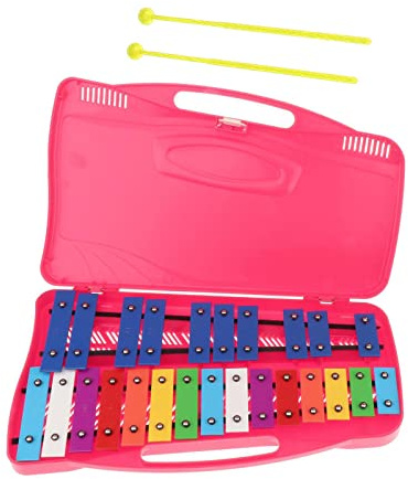 Xilófono Cromático de 25 Notas con Estuche para Principiantes, Instrumento de Percusión para Adultos y Niños en Edad Preescolar- Rosado
