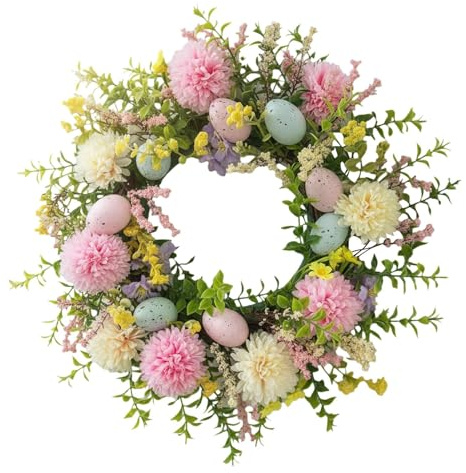 Ghirlanda Pasquale, Decorazioni Fuoriporta Uova Di Pasqua, Addobbi Pasquali Per Casa, Ghirlande Primaverili Di Fiori Artificiali Per Porta