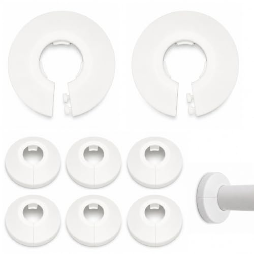 Radiator Pipe Covers White 8 PCS, 15mm Pipe Covers Designed for Decorative Hiding of Pipe Lines and Angle Valve Positions, Easy to Install for Home Bathroom Kitchen and Heating Pipeline