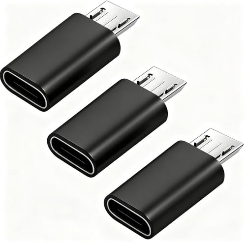 JBSTK USB-C auf Micro USB Adapter [ 3 Stücke ] USB Type C Female auf Micro USB Male Schellladung (Schwarz)