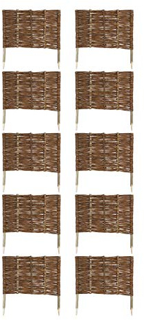 10 x Weide Beeteinfassung 16 Größen ( Höhe: 40 cm Länge: 60 cm ) Weidenzaun Rasenkante aus Weidengeflecht - Garten Beetbegrenzung für Blumen und Gemüse - Steckzaun mit Buchepflöcken für Weg-Abgrenzung